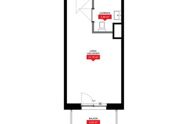Rzut - Mieszkanie na sprzedaż 1 pokój o powierzchni 25,65 m² - numer A2 221LU w 29L - Apartamenty inwestycyjne