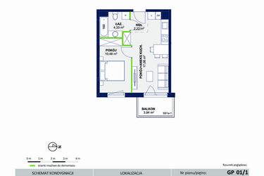 Rzut - Mieszkanie na sprzedaż 2 pokoje o powierzchni 34,08 m² - numer 07 w Wolne Miasto etap VII