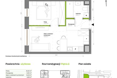 Rzut - Mieszkanie na sprzedaż 2 pokoje o powierzchni 34,02 m² - numer A.3.3 w Żywiecka Vita