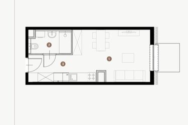 Rzut - Mieszkanie na sprzedaż 1 pokój o powierzchni 26,66 m² - numer I.5.17 w Tuwima Apartments