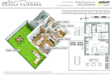 Rzut - Mieszkanie na sprzedaż 5 pokoi o powierzchni 81,04 m² - numer 1A w Osiedle Flipówka