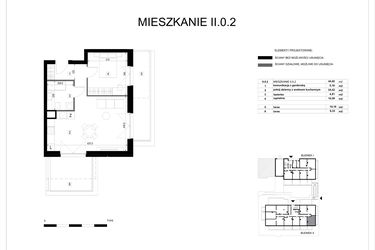 Rzut - Mieszkanie na sprzedaż 2 pokoje o powierzchni 44,92 m² - numer II.0.2 w Pryncypalna 66