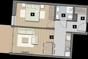 Rzut - Mieszkanie na sprzedaż 2 pokoje o powierzchni 41 m² - numer 2.1B w City Łobzów