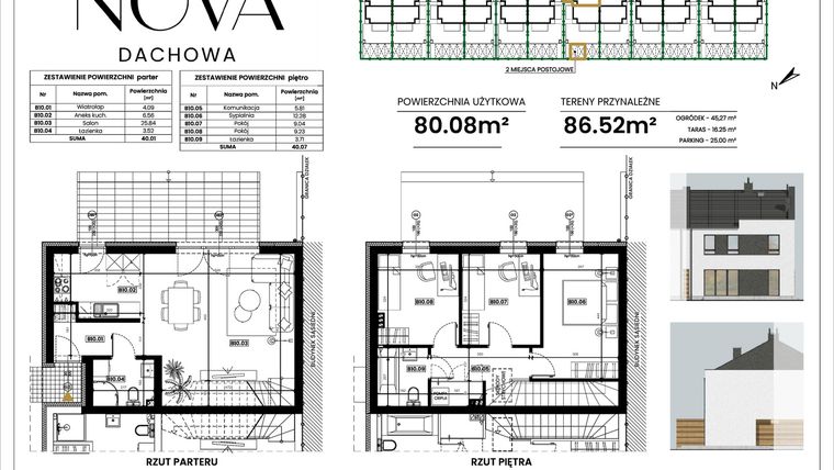 Rzut - Dom na sprzedaż 4 pokoje o powierzchni 80,02 m² - numer B10 w Nova Dachowa II