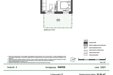 Rzut - Mieszkanie na sprzedaż 2 pokoje o powierzchni 31,91 m² - numer E.0.7 w Nowy Świat Ostoja etap II - EFG