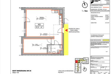 Rzut - Mieszkanie na sprzedaż 2 pokoje o powierzchni 57,21 m² - numer 3.25 w Czerwieńskiego 3
