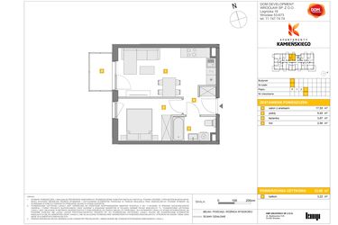 Rzut - Mieszkanie na sprzedaż 2 pokoje o powierzchni 33,8 m² - numer A36 w Apartamenty Kamieńskiego