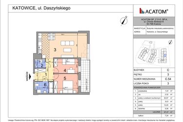Rzut - Mieszkanie na sprzedaż 3 pokoje o powierzchni 67,25 m² - numer C54 w Daszyńskiego Park