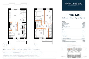 Rzut - Dom na sprzedaż 4 pokoje o powierzchni 92,94 m² - numer 1.04 w Apartamenty Marina Rogowo