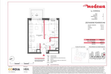 Rzut - Mieszkanie na sprzedaż 2 pokoje o powierzchni 40,04 m² - numer A.011 w Modena II