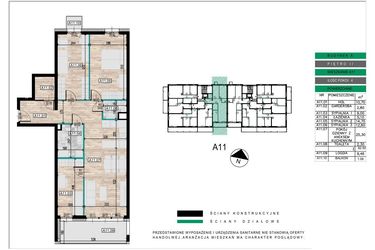 Rzut - Mieszkanie na sprzedaż 4 pokoje o powierzchni 82,41 m² - numer A11 w Lwowska 14