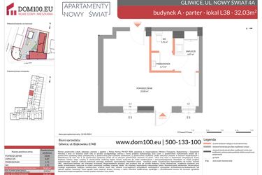 Rzut - Mieszkanie na sprzedaż 1 pokój o powierzchni 32,03 m² - numer L38 w Apartamenty Nowy Świat - inwestycyjne