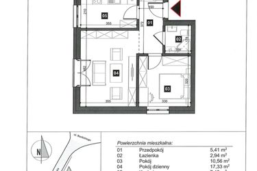 Rzut - Mieszkanie na sprzedaż 2 pokoje o powierzchni 43,7 m² - numer 1 w Słoneczne Świnoujście