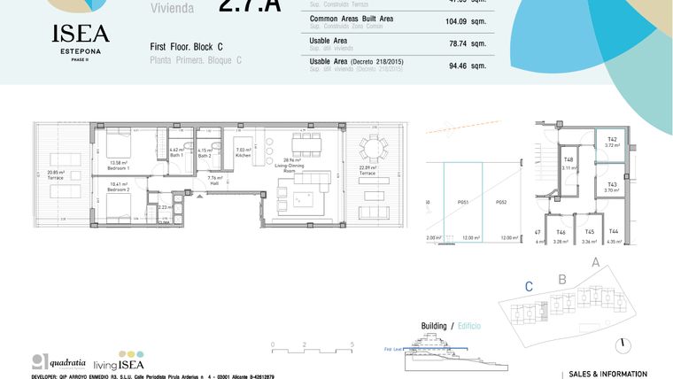 Rzut - Mieszkanie na sprzedaż 2 pokoje o powierzchni 78,74 m² - numer 2.7A w Isea - Estepona