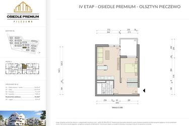 Rzut - Mieszkanie na sprzedaż 2 pokoje o powierzchni 41,1 m² - numer B1.23 w Osiedle Premium etap IV