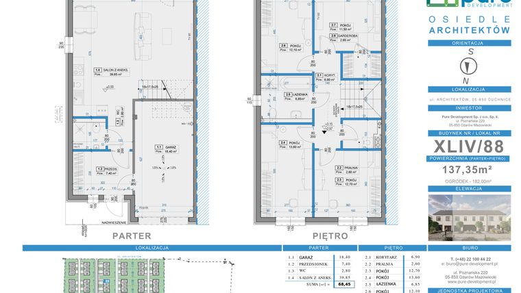 Rzut - Dom na sprzedaż 5 pokoi o powierzchni 137,35 m² - numer 88 w Osiedle Architektów etap VIII