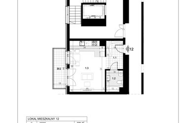 Rzut - Mieszkanie na sprzedaż 1 pokój o powierzchni 33,71 m² - numer C1.12 w Centralna 51C