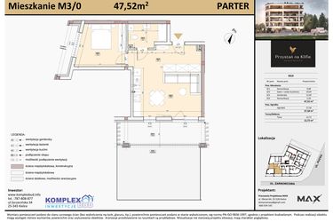 Rzut - Mieszkanie na sprzedaż 1 pokój o powierzchni 42,08 m² - numer M3 w Przystań na Klifie