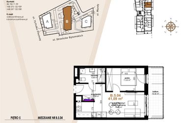 Rzut - Mieszkanie na sprzedaż 2 pokoje o powierzchni 41,09 m² - numer VB.5.04 w Vanda Park