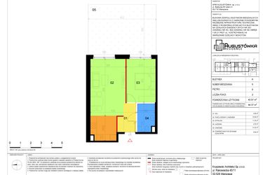 Rzut - Mieszkanie na sprzedaż 2 pokoje o powierzchni 43,57 m² - numer A5 w Augustówka Residence