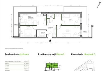Rzut - Mieszkanie na sprzedaż 4 pokoje o powierzchni 84,17 m² - numer C/4.5 w Ujeścisko Vita