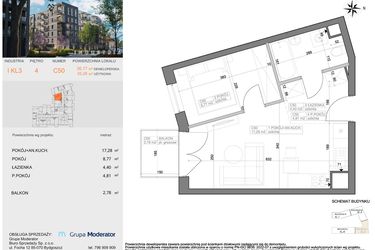 Rzut - Mieszkanie na sprzedaż 2 pokoje o powierzchni 35,26 m² - numer I-C50 w Industria etap I-D oraz I-C
