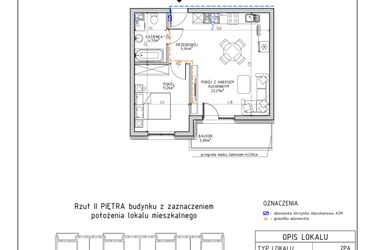 Rzut - Mieszkanie na sprzedaż 2 pokoje o powierzchni 43,72 m² - numer 24 w Osiedle Foresto
