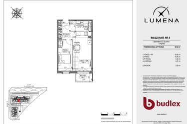 Rzut - Mieszkanie na sprzedaż 2 pokoje o powierzchni 40,04 m² - numer C1.08 w Lumena