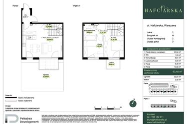 Rzut - Dom na sprzedaż 3 pokoje o powierzchni 63,48 m² - numer H2 w Hafciarska