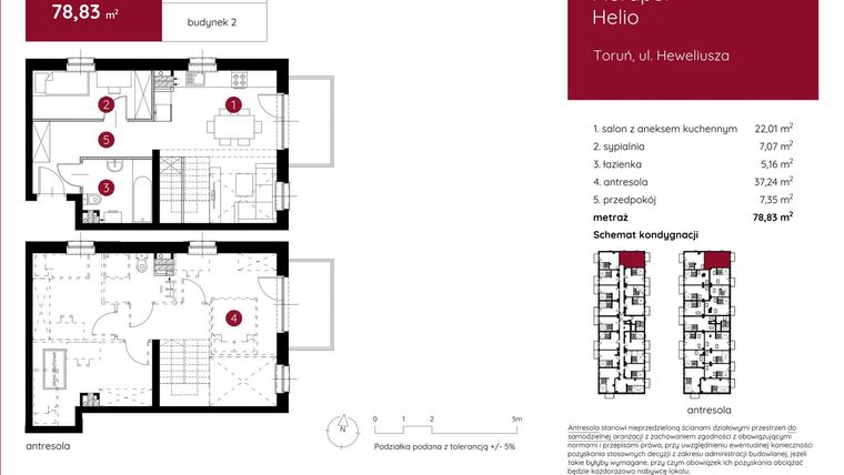 Rzut - Mieszkanie na sprzedaż 2 pokoje o powierzchni 78,52 m² - numer 2.A.2.13 w Murapol Helio