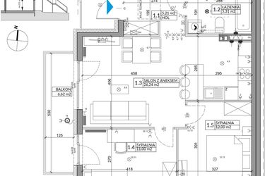 Rzut - Mieszkanie na sprzedaż 3 pokoje o powierzchni 61,85 m² - numer 31B w Osiedle Młodych etap IV