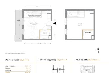 Rzut - Mieszkanie na sprzedaż 1 pokój o powierzchni 44,83 m² - numer A/57 w Królowej Jadwigi