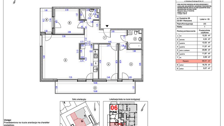 Rzut - Mieszkanie na sprzedaż 4 pokoje o powierzchni 96,01 m² - numer B5 w Vilanovia Park