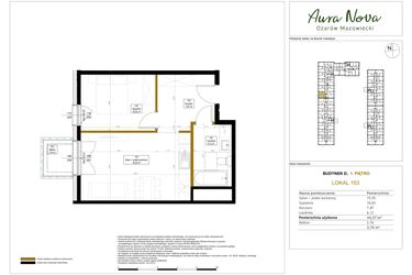 Rzut - Mieszkanie na sprzedaż 2 pokoje o powierzchni 44,37 m² - numer 153 w Aura Nova etap II