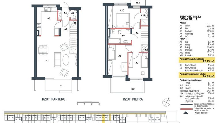 Rzut - Dom na sprzedaż 4 pokoje o powierzchni 96,65 m² - numer 12a w Waw.Re