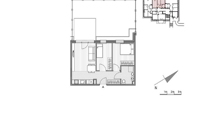 Rzut - Mieszkanie na sprzedaż 3 pokoje o powierzchni 48,56 m² - numer 1.1-3 w Stawowa