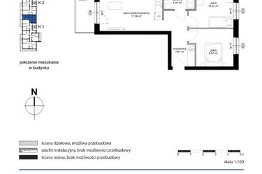 Rzut - Mieszkanie na sprzedaż 3 pokoje o powierzchni 49,01 m² - numer M25 w Kwarcowe Wzgórze
