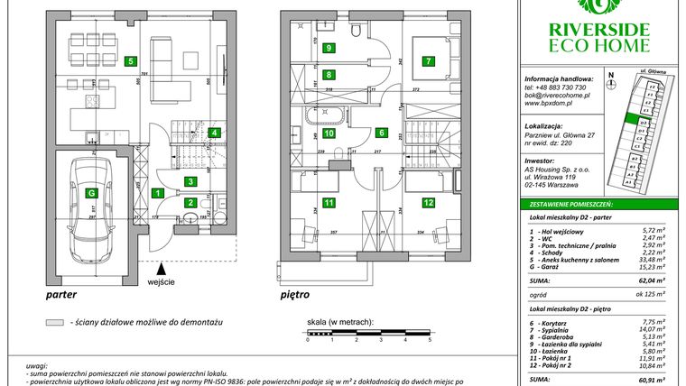 Rzut - Dom na sprzedaż 4 pokoje o powierzchni 123 m² - numer D2 w Riverside Eco Home