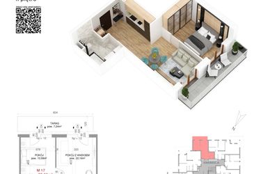Rzut - Mieszkanie na sprzedaż 2 pokoje o powierzchni 38,66 m² - numer 17 w Villa Park - Etap IV