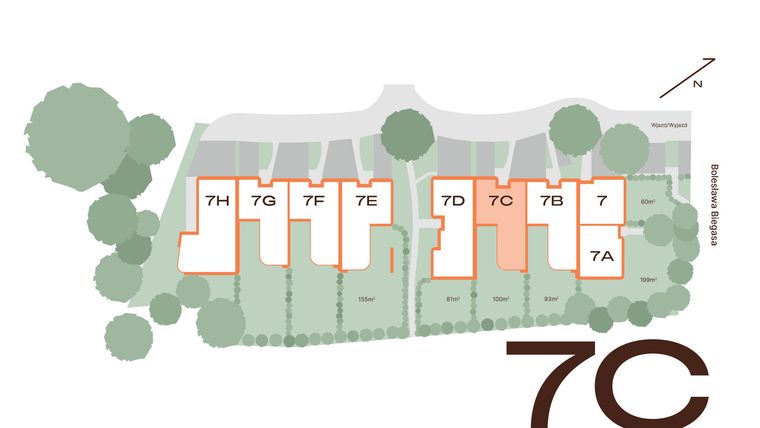 Rzut - Mieszkanie na sprzedaż 5 pokoi o powierzchni 175,53 m² - numer 7C w BIEGASA