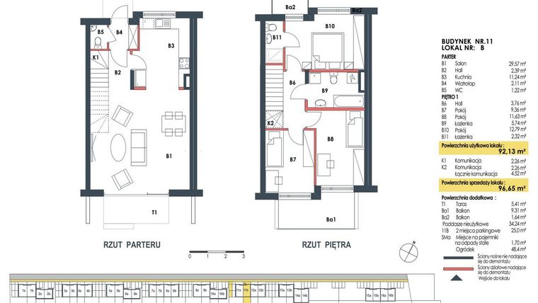 Rzut - Dom na sprzedaż 4 pokoje o powierzchni 96,65 m² - numer 11b w Waw.Re
