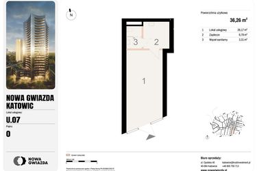 Rzut - Lokal użytkowy na sprzedaż 1 pokój o powierzchni 36,26 m² - numer U.07 w Nowa Gwiazda