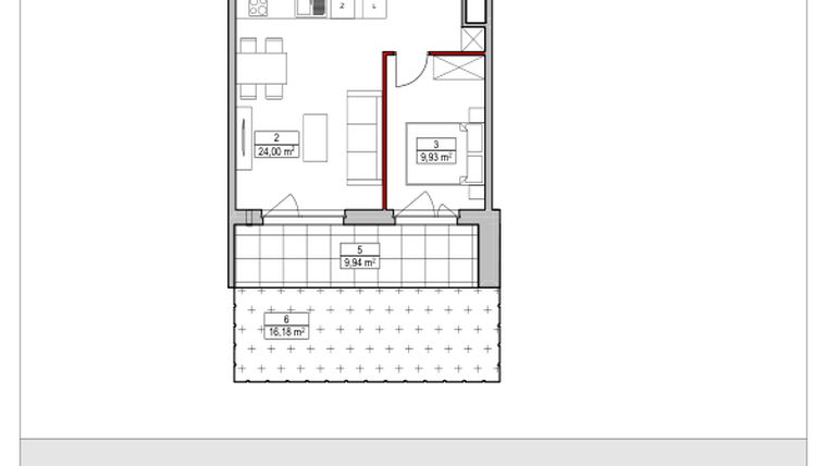 Rzut - Mieszkanie na sprzedaż 2 pokoje o powierzchni 50,46 m² - numer D1.3.0.3 w Nowy Targówek VI