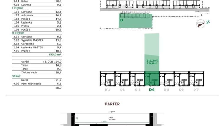 Rzut - Dom na sprzedaż 5 pokoi o powierzchni 153,9 m² - numer D4 w Dębowe Zacisze