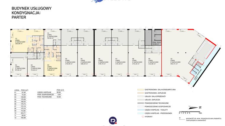 Rzut - Lokal użytkowy na sprzedaż 1 pokój o powierzchni 453,71 m² - numer 10 w Park Handlowy Pastelowe