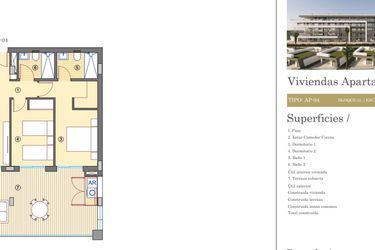 Rzut - Mieszkanie na sprzedaż 3 pokoje o powierzchni 73 m² - numer 2 w Bonalba Apartamenty