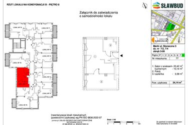 Rzut - Mieszkanie na sprzedaż 2 pokoje o powierzchni 34,14 m² - numer 77 w Osiedle Słoneczna etap 2