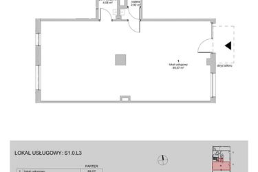Rzut - Lokal użytkowy na sprzedaż 1 pokój o powierzchni 96,07 m² - numer S1.0.L3 w ATAL Idea Swarzędz II