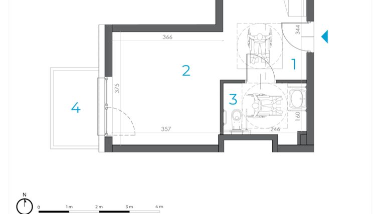 Rzut - Lokal użytkowy na sprzedaż 1 pokój o powierzchni 28,69 m² - numer 3.B.03 w Incepti Gaj 2