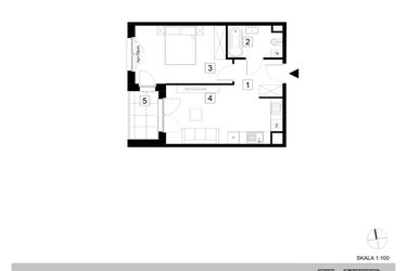 Rzut - Mieszkanie na sprzedaż 2 pokoje o powierzchni 39,69 m² - numer A1-3-22 w Hipoteczna Park
